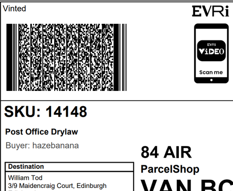 Upright shipping label after rotation
